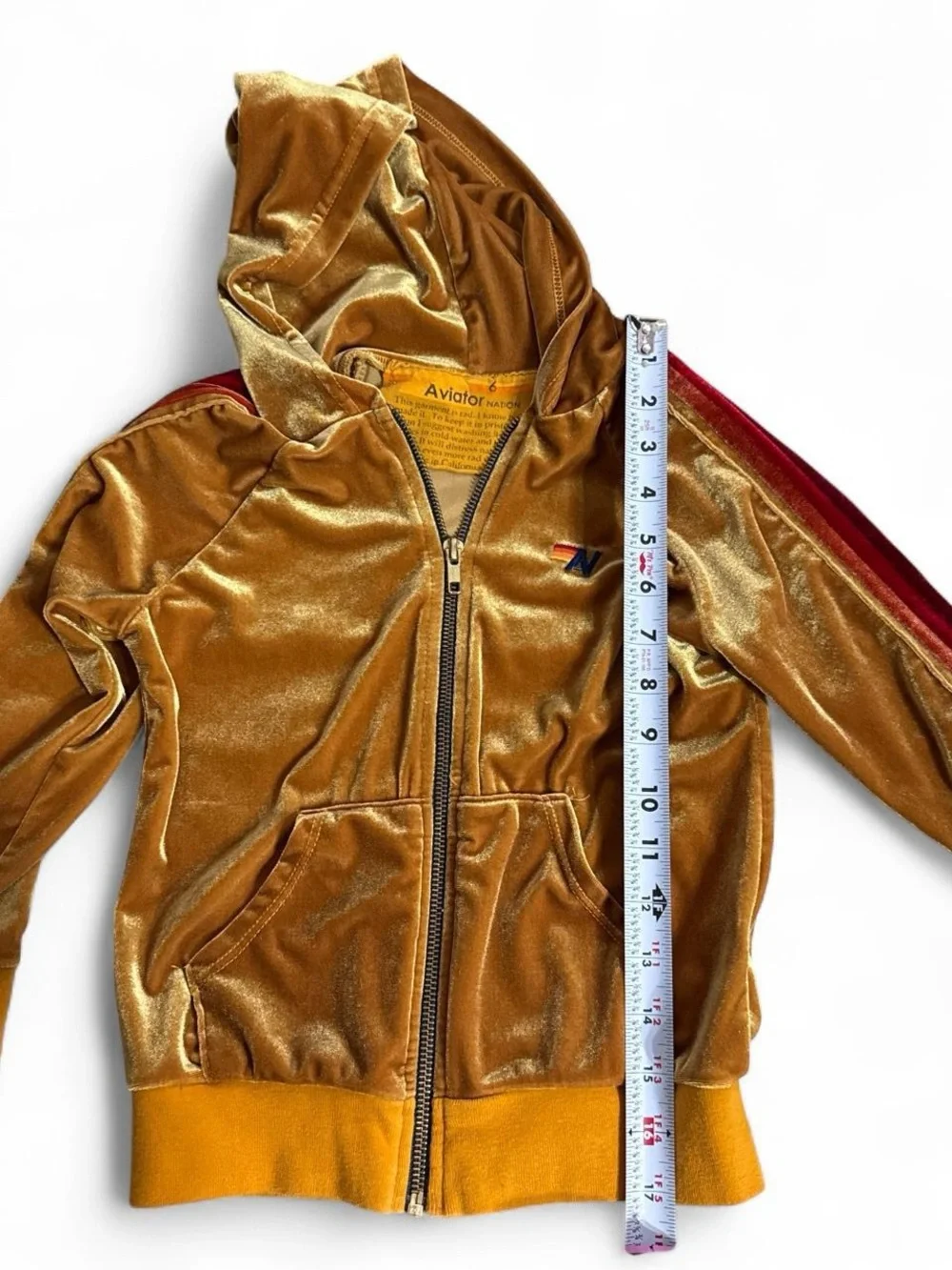 Kids Aviator Nation Mustard Velour Zip Hoodie Jacket